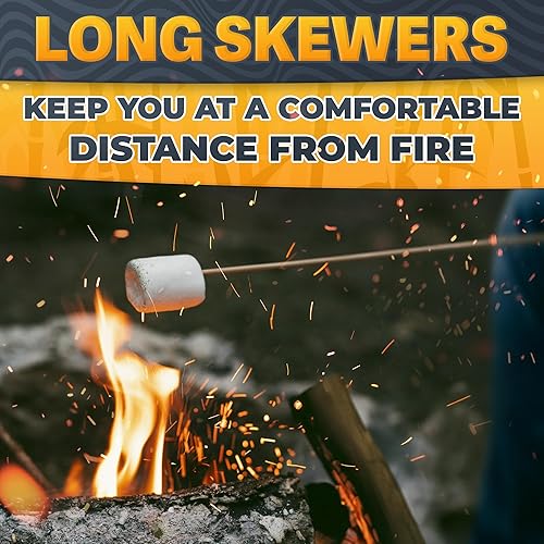 Miniatura 6 de 50 pinchos de bambú para asar a la parrilla  Palitos para asar malvaviscos de 36 pulgadas de largo para fogata  Palos Smores para hoguera para hacer