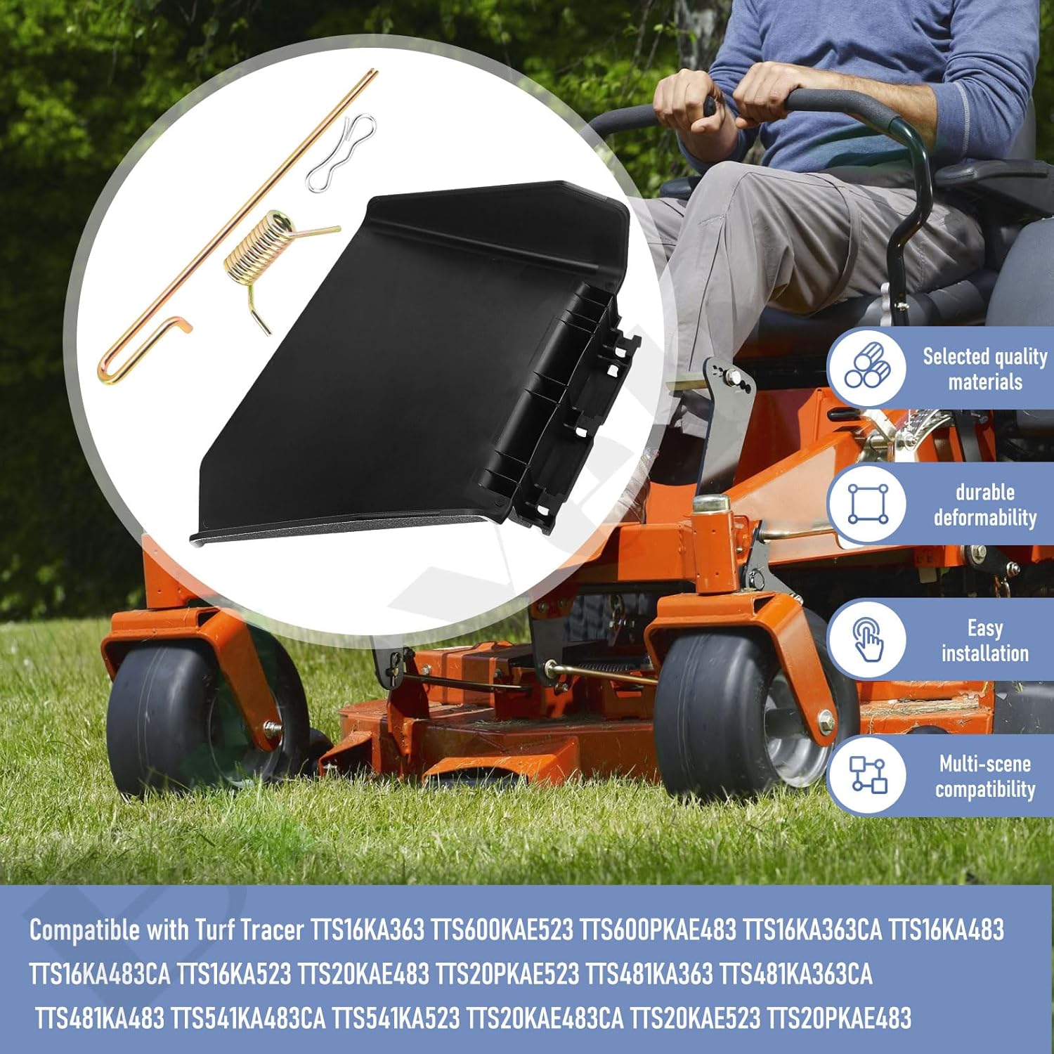109-5151 Discharge Chute W/Spring Pin Compatible with Exmark Toro Viking Hy-DRO Pioneer Metro Quest Turf Tracer HP E S Series Lawn Mowers MG16KA322PCA MG16KA362 PNE710GKC48200