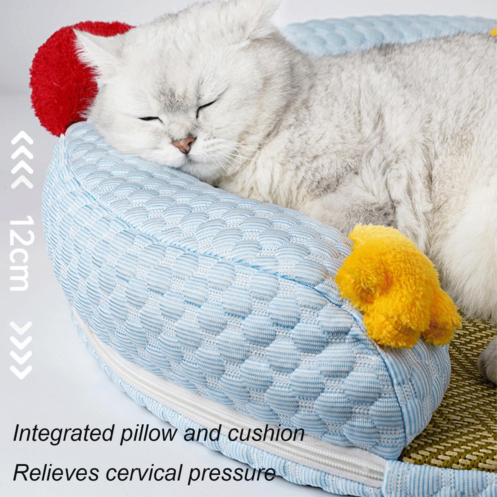 سرير للقطط من سكيسوبيت، سرير تبريد للحيوانات الاليفة مع بساط من الخيزران مع وسادة، سرير لطيف للحيوانات الاليفة للقطط او الكلاب الصغيرة (اخضر)