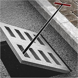 T-Style Handle Manhole Lift Hooks for Moving Lifting and Pulling, Steel Drain Cover Lifting Keys with 7.5in Wide Handle, Storm Drain Cover Hook (Color : No Tip, Size : 25.6in(65cm))