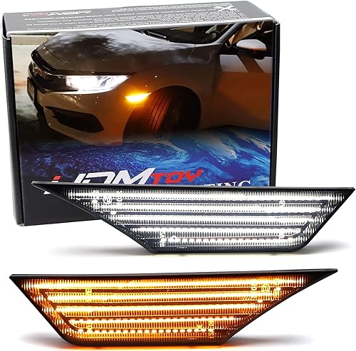 Miniatura 10 de iJDMTOY Kit de luz de marcador frontal LED blanco con lente transparente compatible con Honda Civic 2016-2021, alimentado por LED 90-SMD, reemplaza