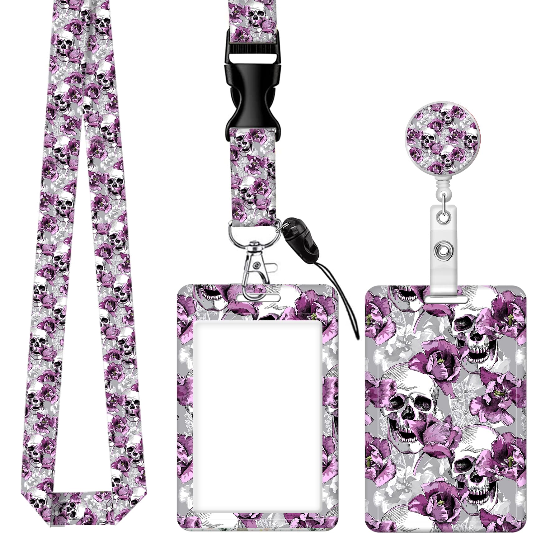 SUPSLOTH ID Badge Holder with Retractable Badge Reel Clip and Lanyard, Cute Card Name Tag Lanyard Vertical ID Protector Bage Clips for Nurse Doctor