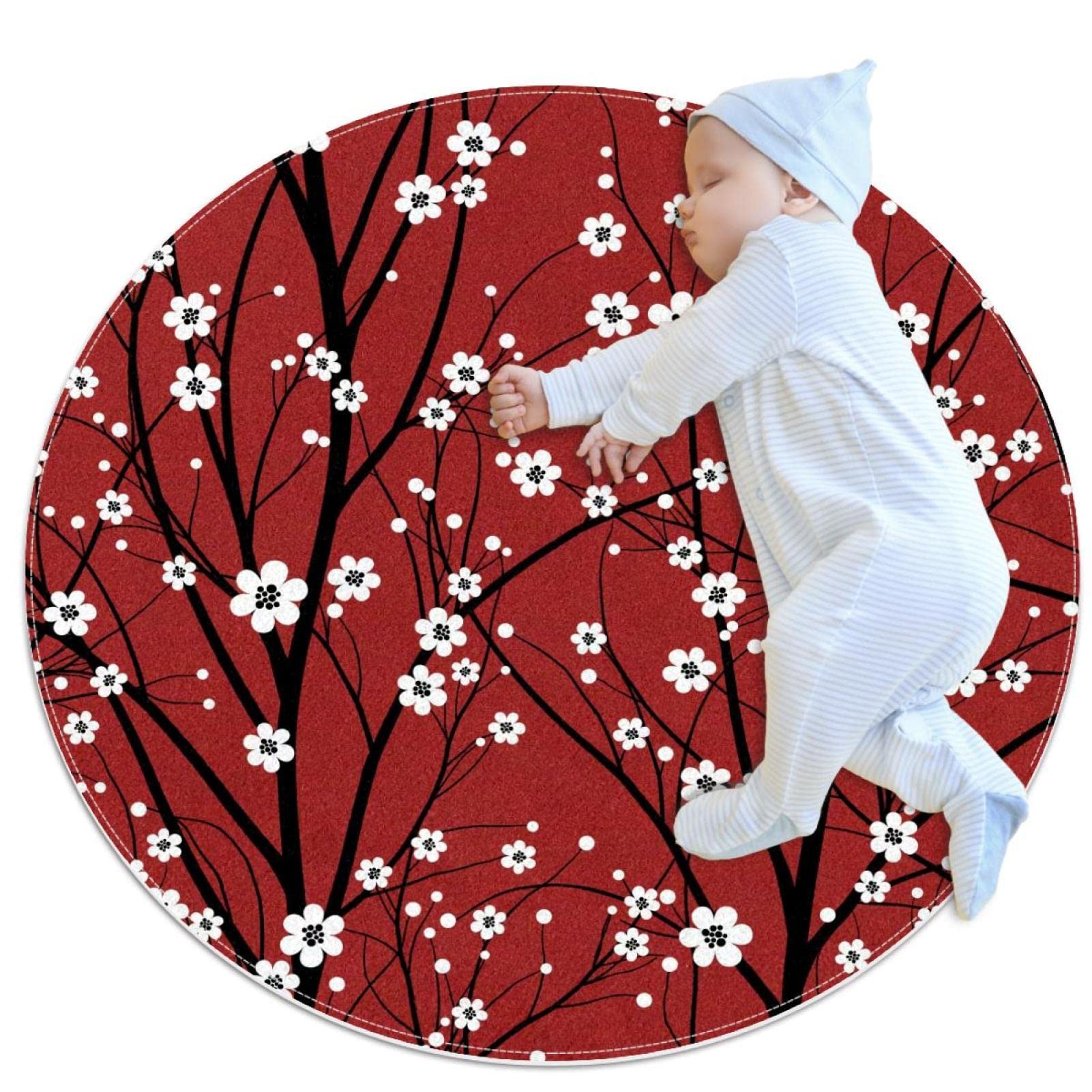 Tapis rond cerisier 100cm pour réchauffer le sol de la buanderie