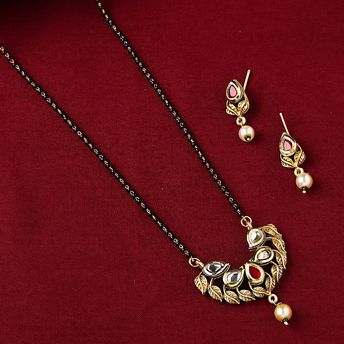 Traditional Beads Plated Nallapusalu Chains, Elegant Design