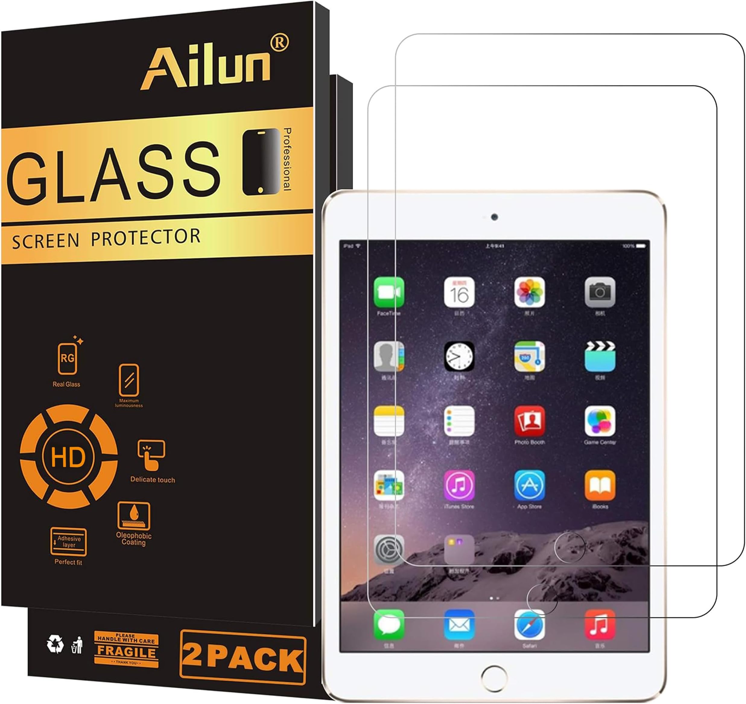 Ailun Screen Protector for iPad/iPad Pro 9.7 Inch, iPad Air 1, iPad Air 2 | iPad 9.7 Inch 2018/2017 Model, 6th/5th Generation, iPad Pro 2016,Tempered Glass Film, Apple Pencil Compatible, Case Friendly