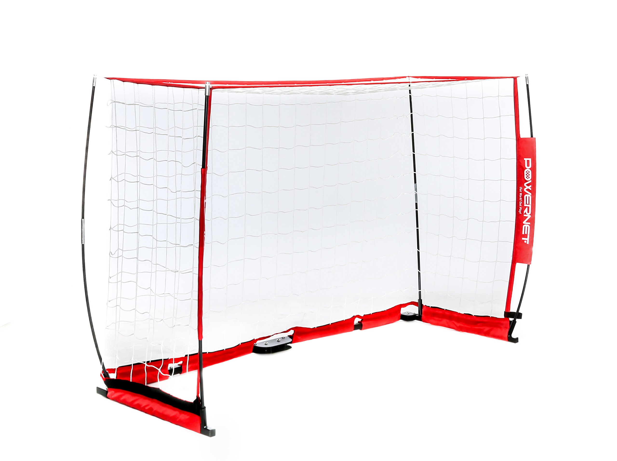 PowerNet Soccer Goal | Portable Net Collapsible Metal Base | Quick Setup Ultra Portable | Full Size Framed Soccer Goal | 1 Goal + 1 Carry Bag