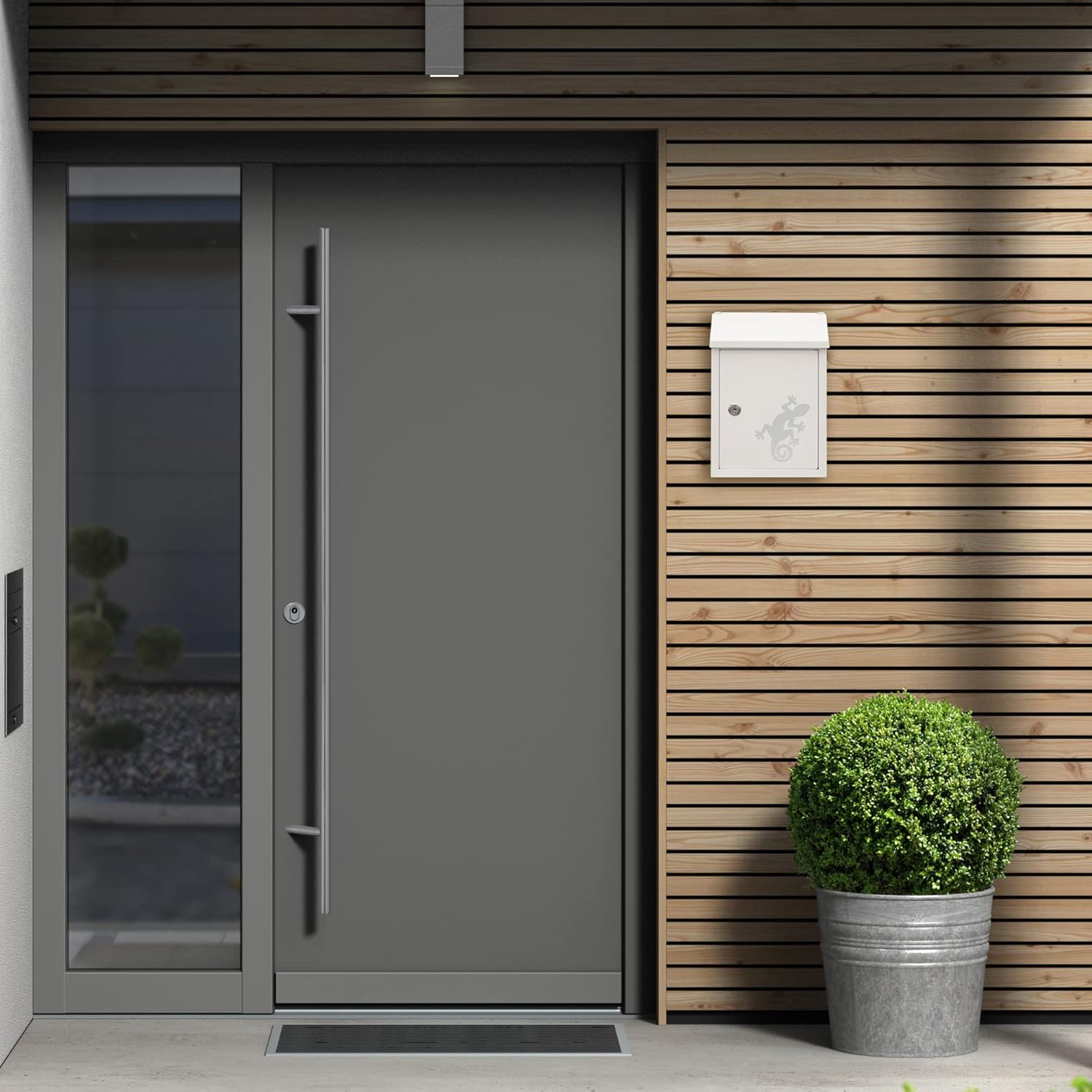 Arregui Smart Graphic E5721-SAL Exterior Steel Size Decorative Screen Printing Small Wall Mailbox | Letter Box with Back Mouth, White with Salamander, Tamaño S (Correo DIN A5) -30 x 21,6 x 8 cm