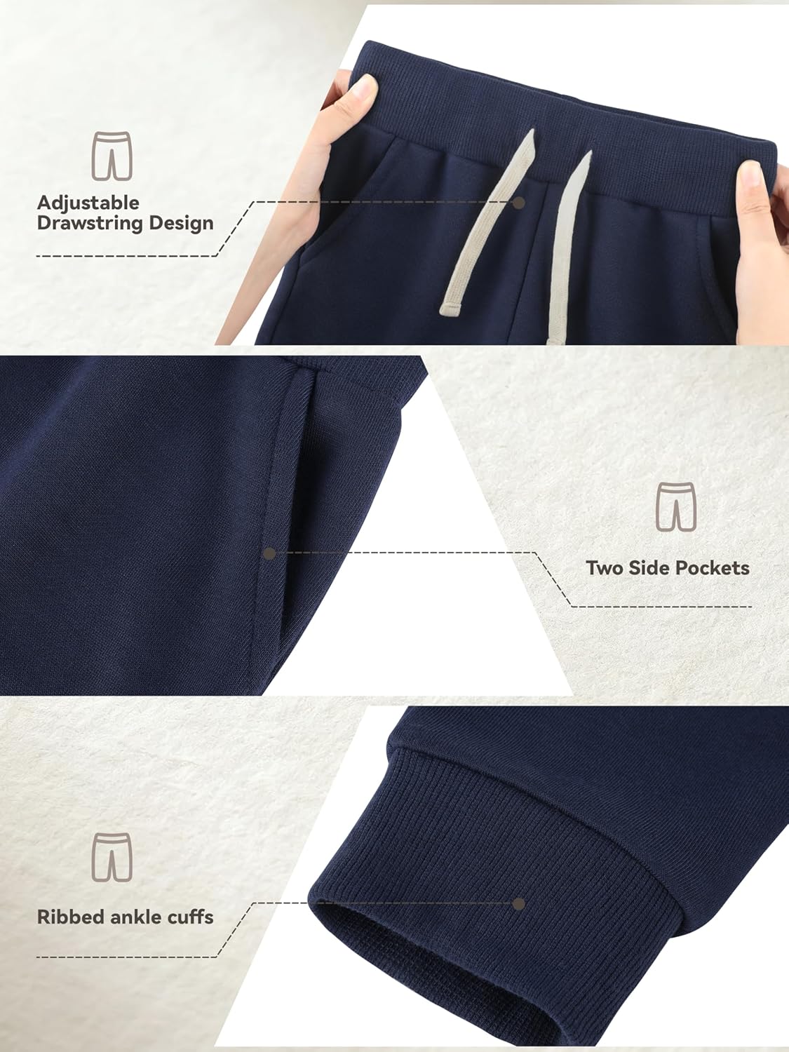 3 Pack Toddler Boys Girls Sweatpants Toddler Boys Kids Joggers Pants with Pocket Drawstring Athletic Clothes - Image 3