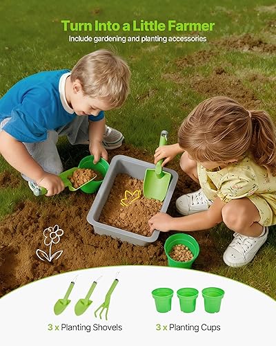 Miniatura 5 de VEVOR Cocina de barro, cocina de barro al aire libre para niños, cocinas de madera al aire libre con cucharas, fregadero, tanque, toldo de