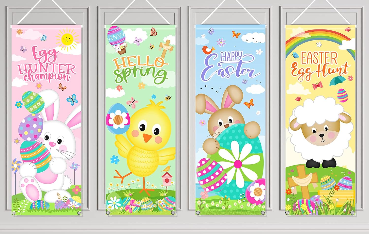Amazon.com: Happy Easter Banner Decoration- Large Set of 4pcs Easter ...