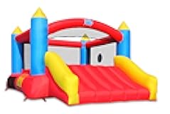ACTION AIR [Updated Version] Bounce House, Inflatable Bouncer with Air Blower, Jumping Castle with Slide, Family Backyard Bouncy Castle, Durable Sewn with Extra Thick Material, Idea for Kids (C-9745)