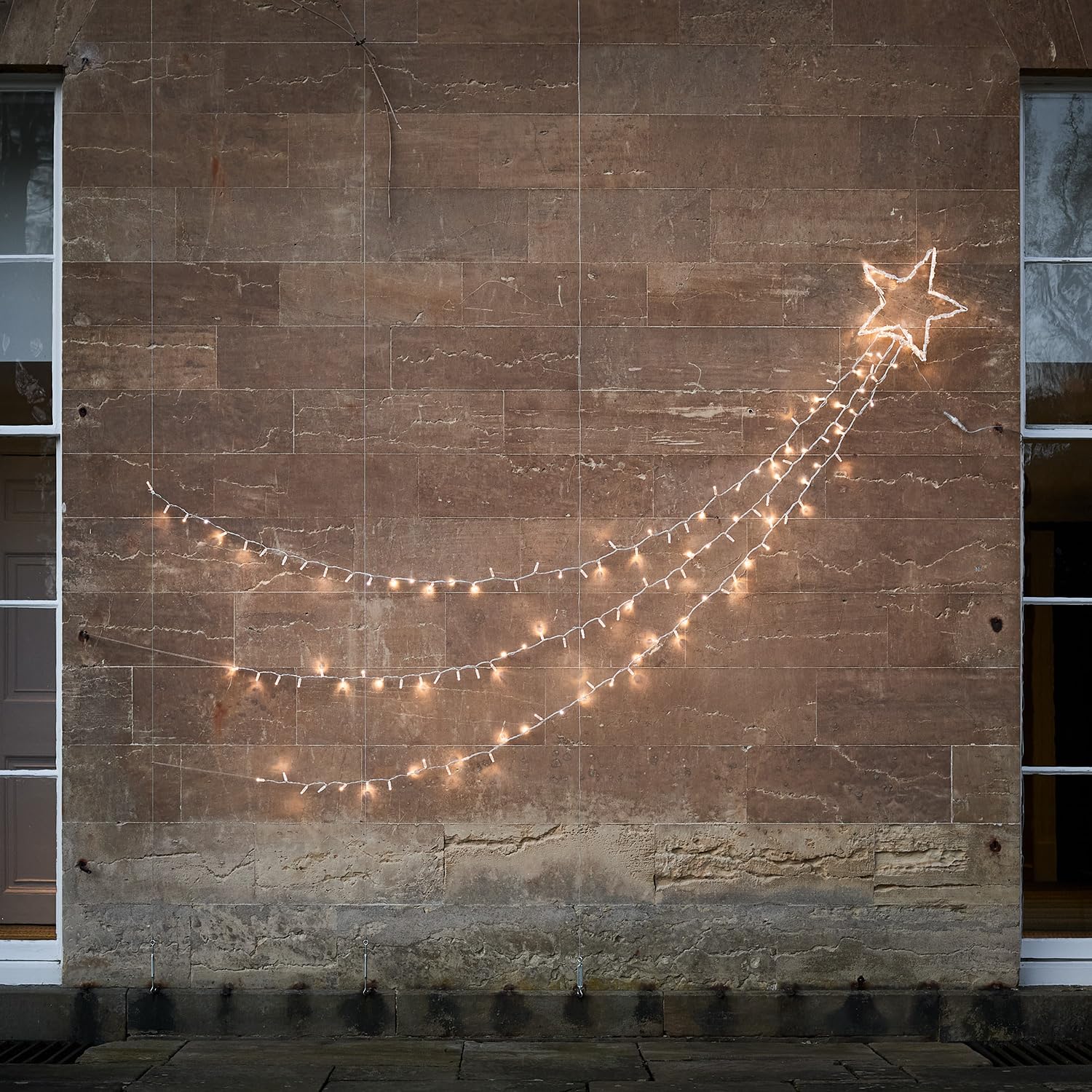 Lights4fun 300cm Dual LED Sternschnuppe Stern Silhouette mit Fernbedienung und Timer Strombetrieben Weihnachten Advent Christfest Weihnachtsdeko Außen Stern Outdoor LED