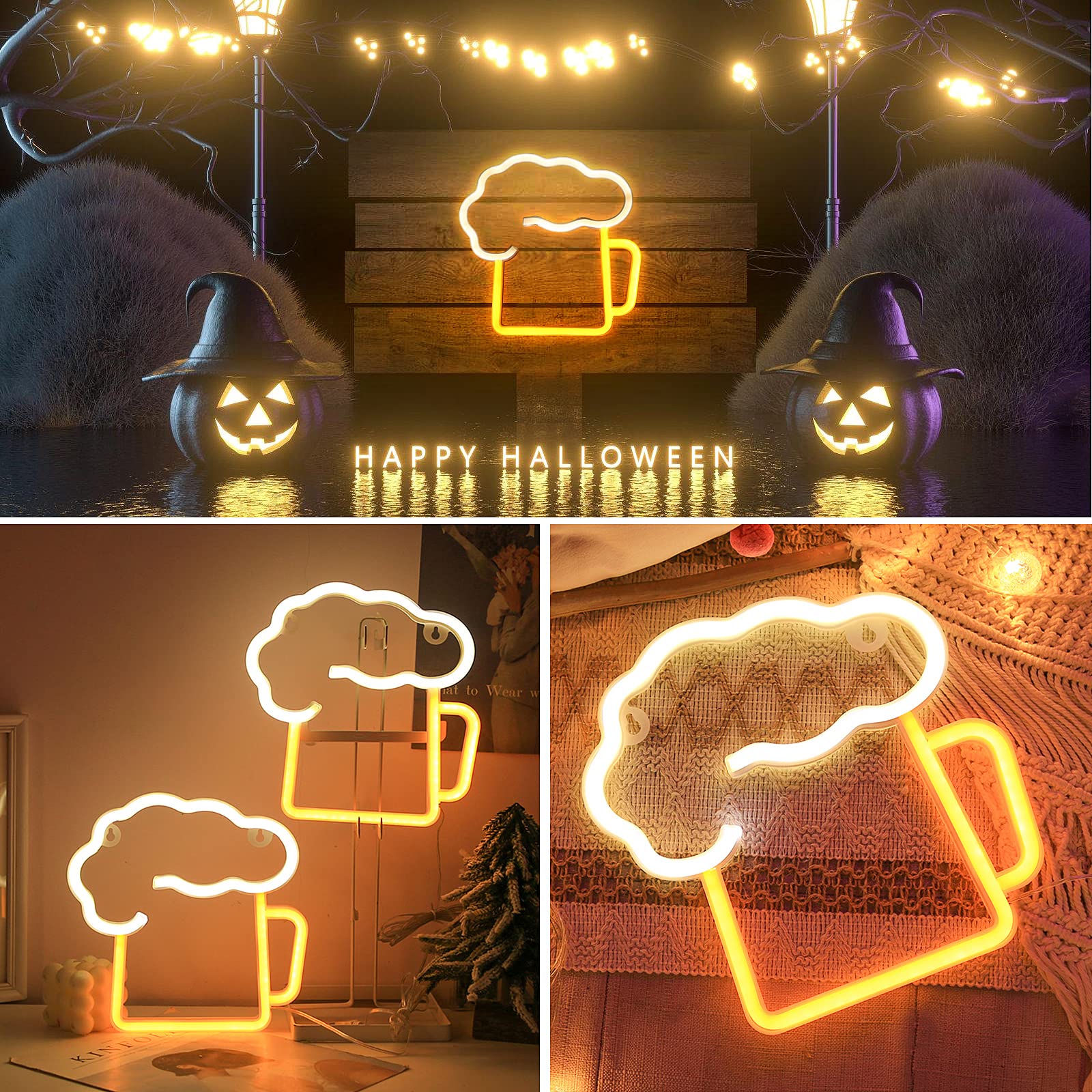 LUFEIS Insegna Luminosa LED Bar, Luce Al Neon, Bianco Caldo, Alimentata Tramite USB o Batterie, Accessori per Partito Sbarra Club Matrimonio Compleanno
