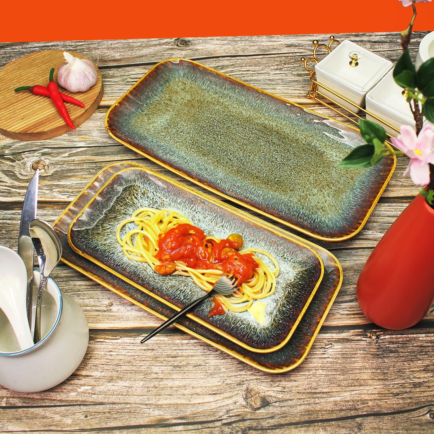 Juego de 2 platos de porcelana para carne, pan, risotto, pasta, ensalada, microondas, horno y lavavajillas, resistente a los arañazos, duradero, color marrón