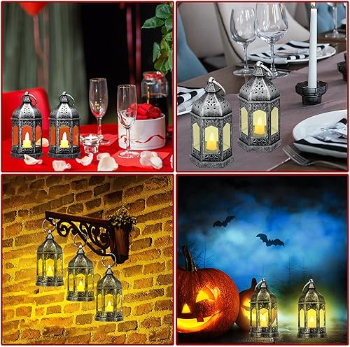 Miniatura 6 de 24 piezas de mini linterna de Halloween con velas LED parpadeantes, luces de Navidad, decoración de mini linterna colgante de estrella, linterna de