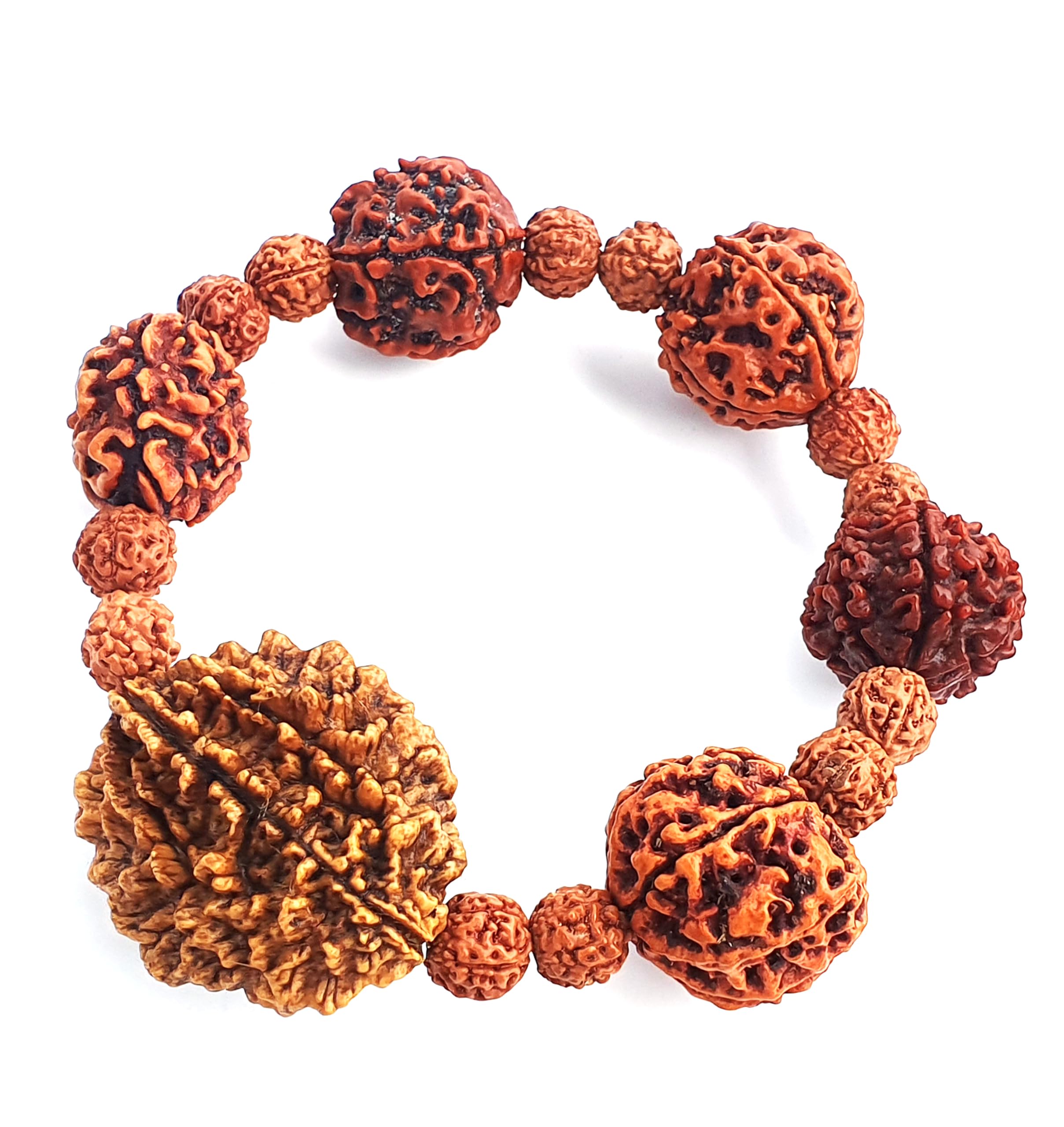 EDMIRIA 天然認定ルドラクシュ 2 3 4 5 6 7 ムキ (フェイス) ビーズ マーラー リストバンド ブレスレット 男女兼用