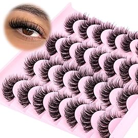 False Eyelashes Russian Strip Lashes Cat Eye Lashes Volume False Lashes D-Curly Fake Lashes zanlufly Reusable 14 Pairs Lashes Pack