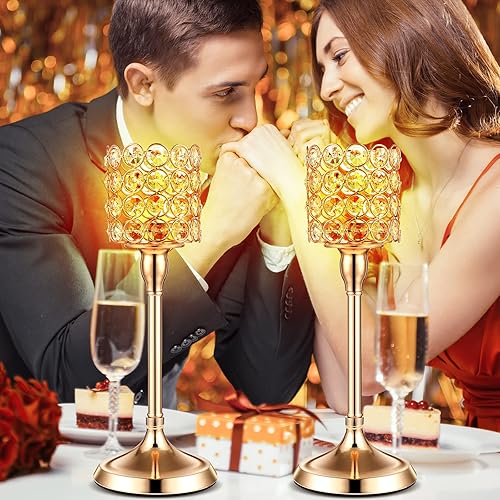 Miniatura 7 de Sieral 6 portavelas de cristal, candelabros altos a granel, velas de té para boda, comedor, centros de mesa para Navidad, chimenea, candelabros,