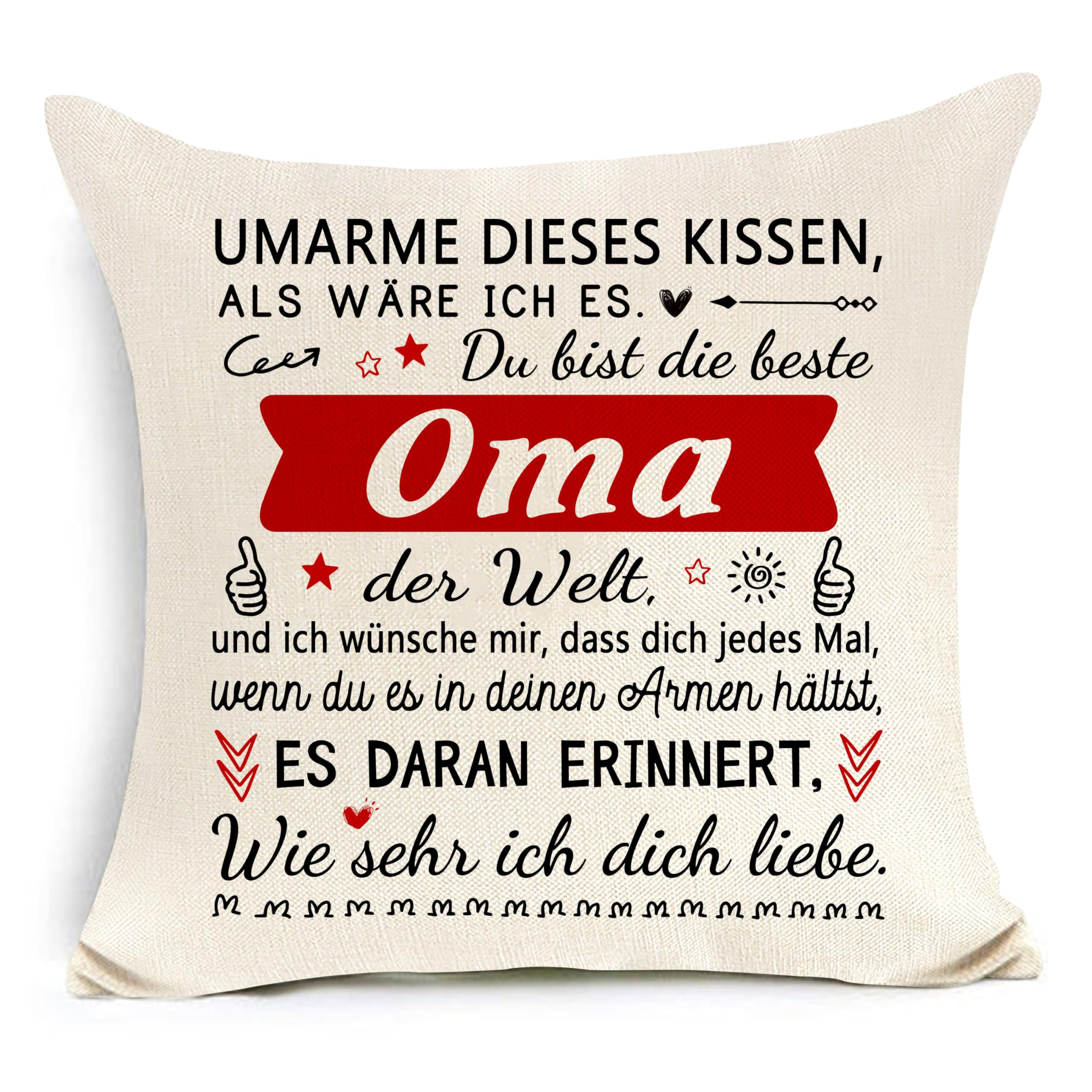Awyuan Oma-Geschenk von Enkelin Enkel Umarme Dieses Kissen als wäre ich es Wohnaccessoire Kissenbezug für Oma Geburtstag