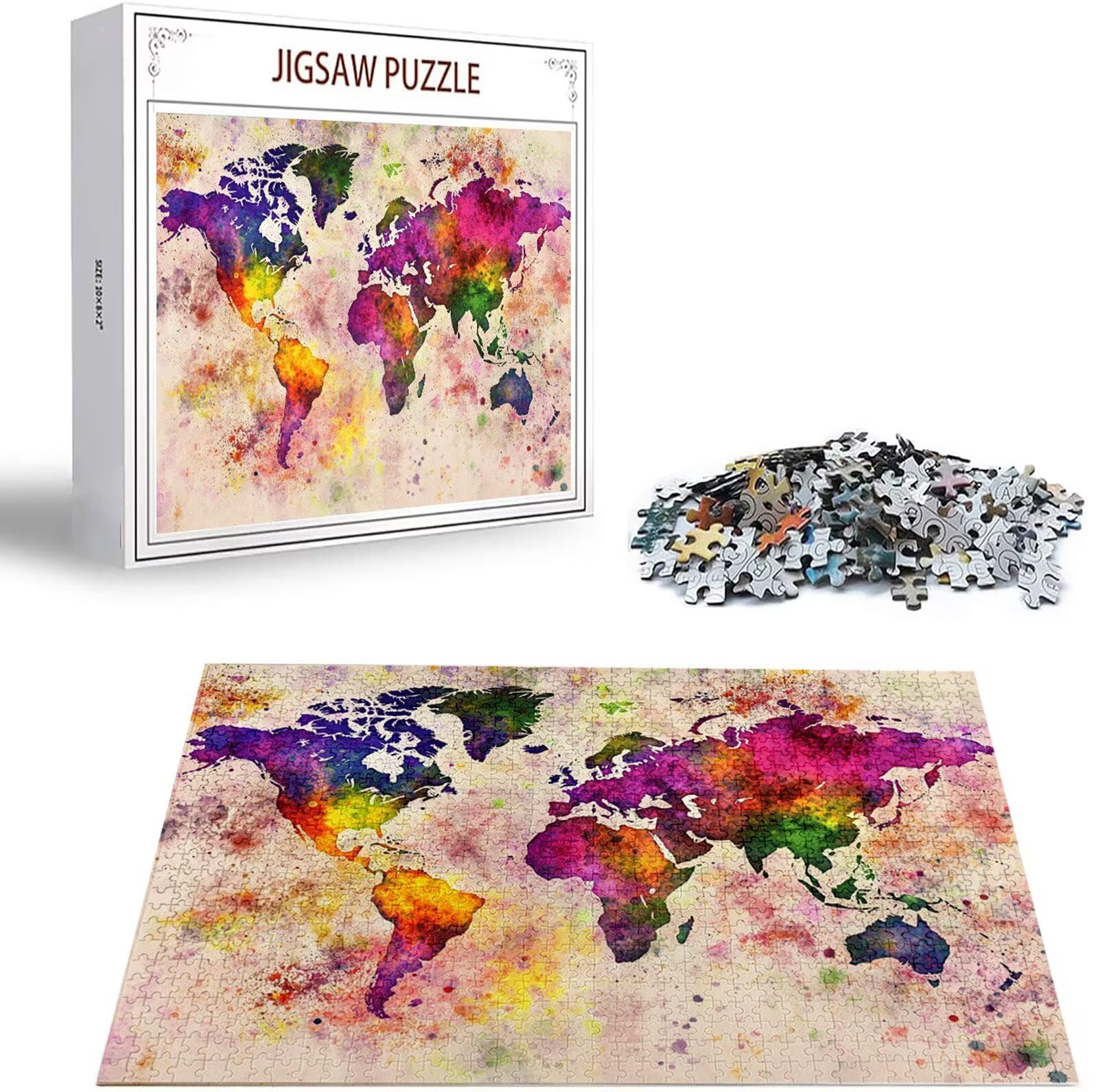 Puzzle 2000 Pezzi, 3 4 5 Anni Puzzle Colore 6 7 8 Anni Giochi Educativi Sostenibili Con Motivi Per Adulti Da Gioco in Legno Di Alta Qualità Jigsaw Mappa del mondo per Gioco Familiare, Regalo H-2867