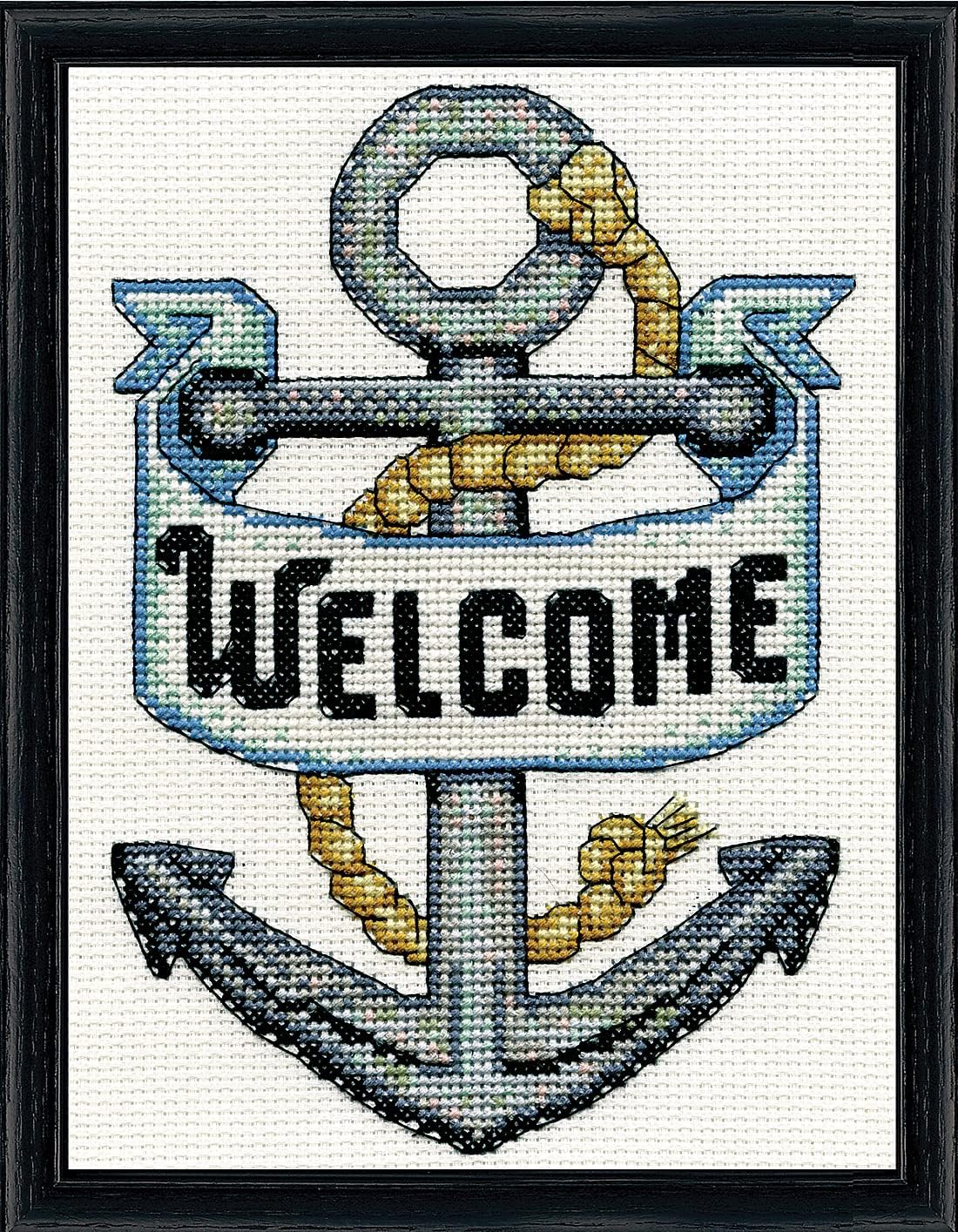 Design Works Crafts Welcome Anchor Counted Cross Stitch Kit, White