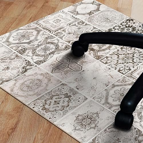 Miniatura 3 de Topotdor Tapete para silla de oficina en casa, para suelo de madera dura, 35 x 60 pulgadas, rectangular, vintage, rectangular, antideslizante,