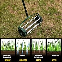 Vista 2 de Yeeoy Aireador manual de césped resistente de 18 pulgadas con mango antideslizante, picos de púas, aireación de suelo con púas rotativas