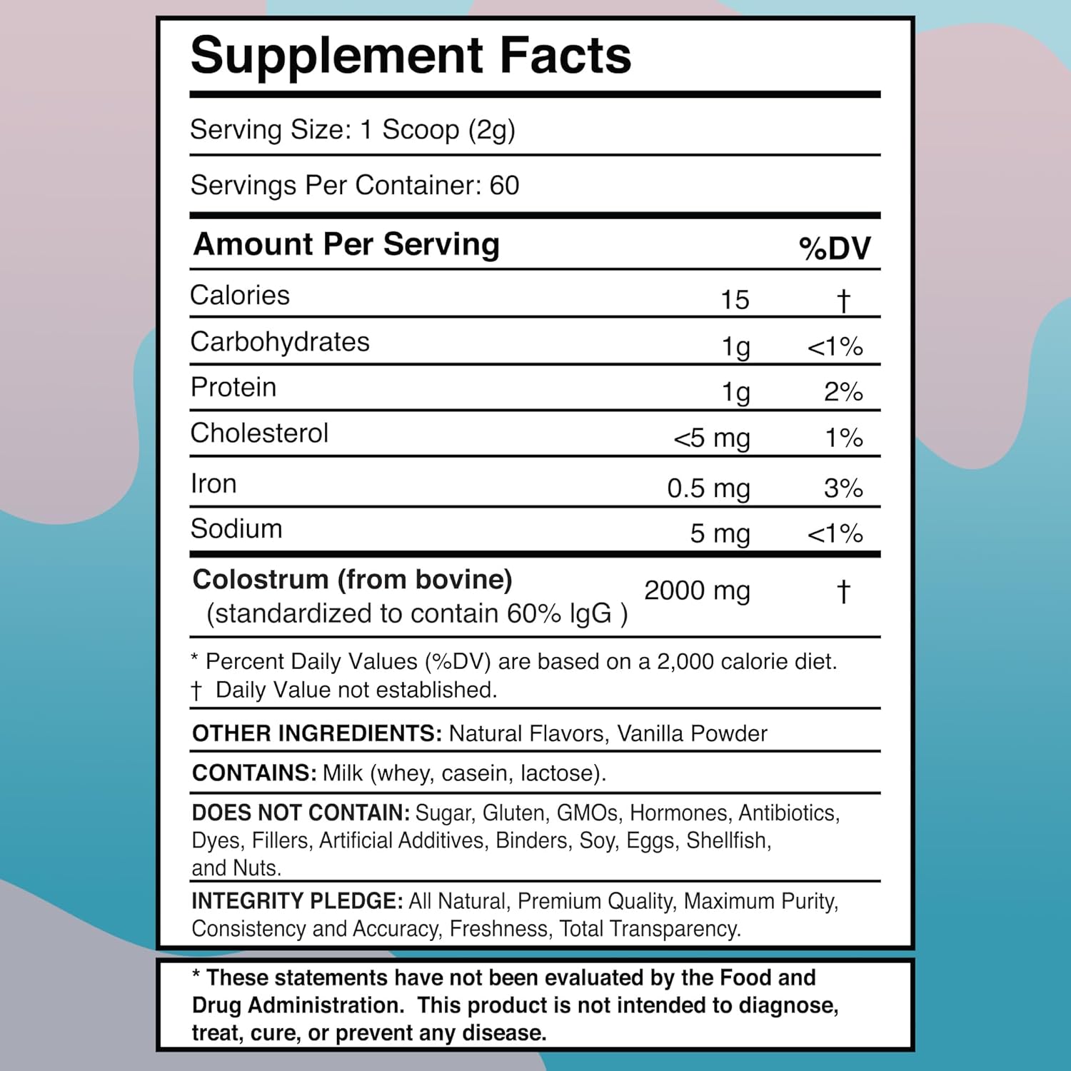 Colostrum Powder 2000mg - Vanilla Flavour, 60% IgG Bovine Colostrum Supplement for Gut Health, Immune Support, Clean Skin, Anti-Aging, Grass-Fed Calostro Bovino Powder, Keto, Gluten-Free - 60 Servings - Image 3