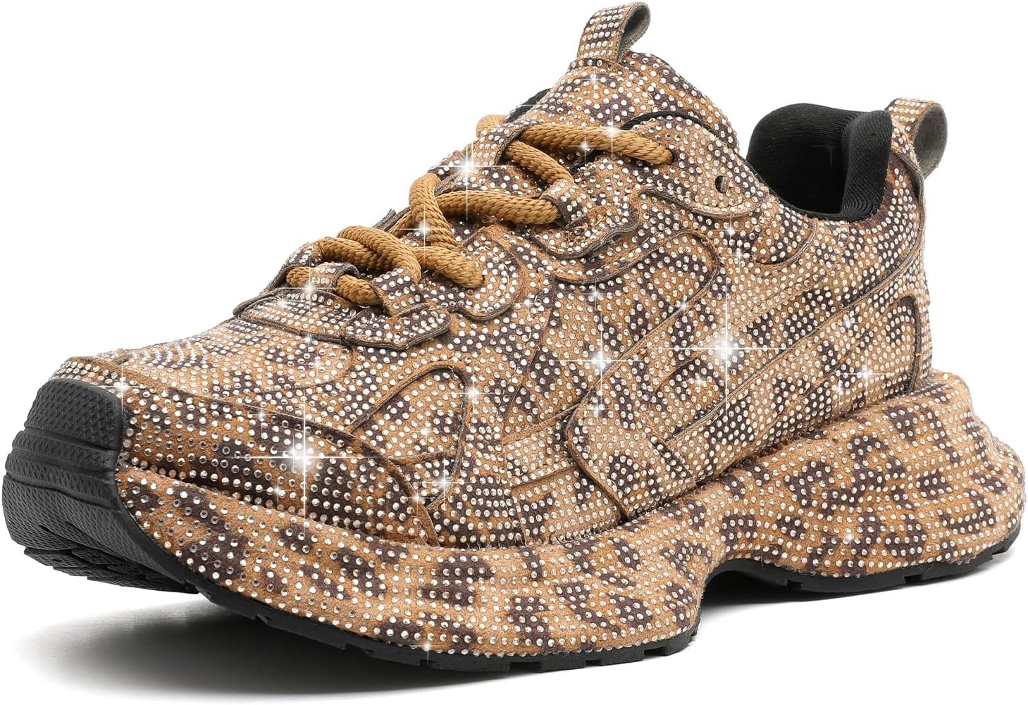 Women Glitter Shoes Rhinestone Lace Up Sparkly Walking Sneakers for Women Shiny Fashion Bling Dressy Sneakers Disco Wedding Shoes