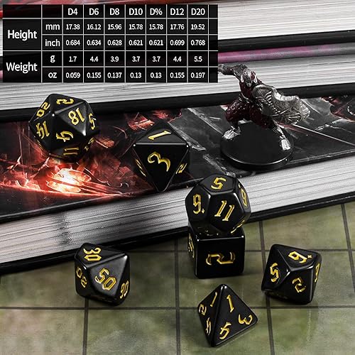 Miniatura 3 de CiaraQ DND - Juego de dados poliédricos con bolsa de dados para juegos de rol de Calabozos y Dragones RPG MTG