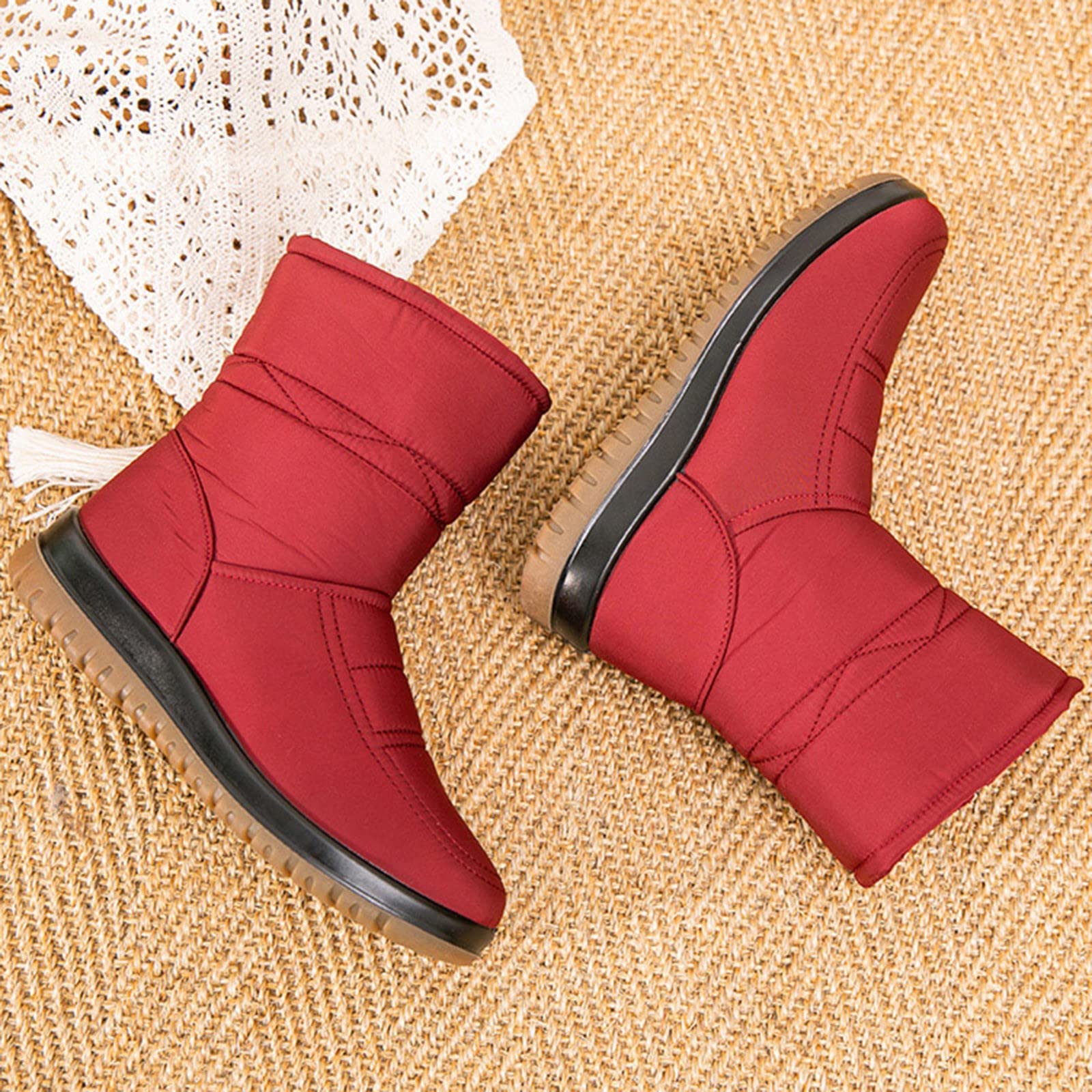 Générique Botte Hiver Femme Doublure Chaude Imperméables Bottines Confortable Antidérapante Chaude Chaussures Chaudes Résistant À L’humidité Fermeture Éclair À Enfiler Bottes Pour Trajets Quotidien