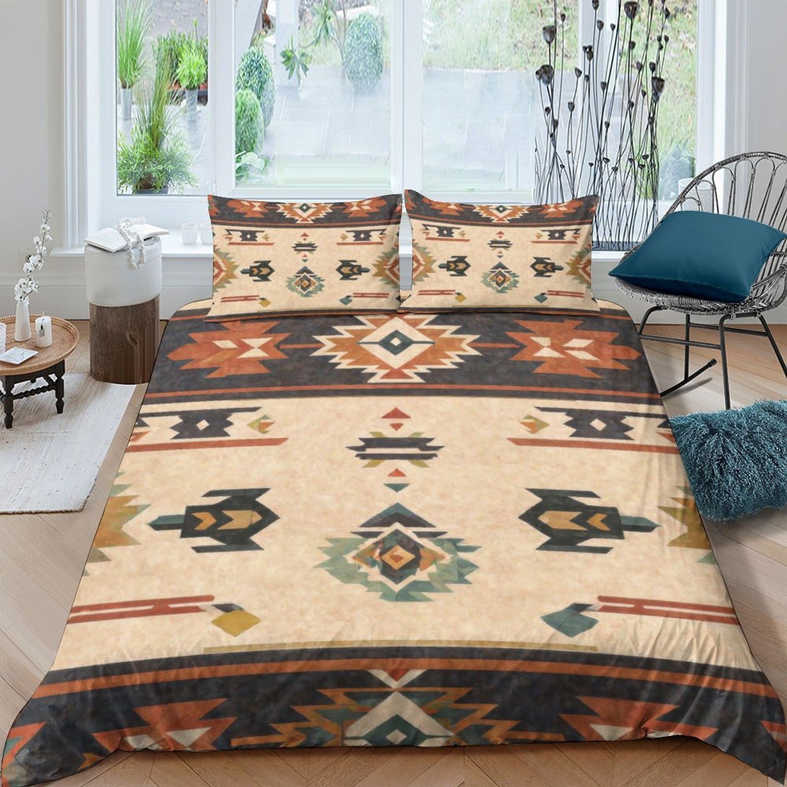 Ctjqhvkz Style-6 3D Printed Aztec Tribal Fitted Sheet Microfiber Soft Breathable Southwest Geometric Mattress Cover For Bedroom Decor Single（135X200cm）
