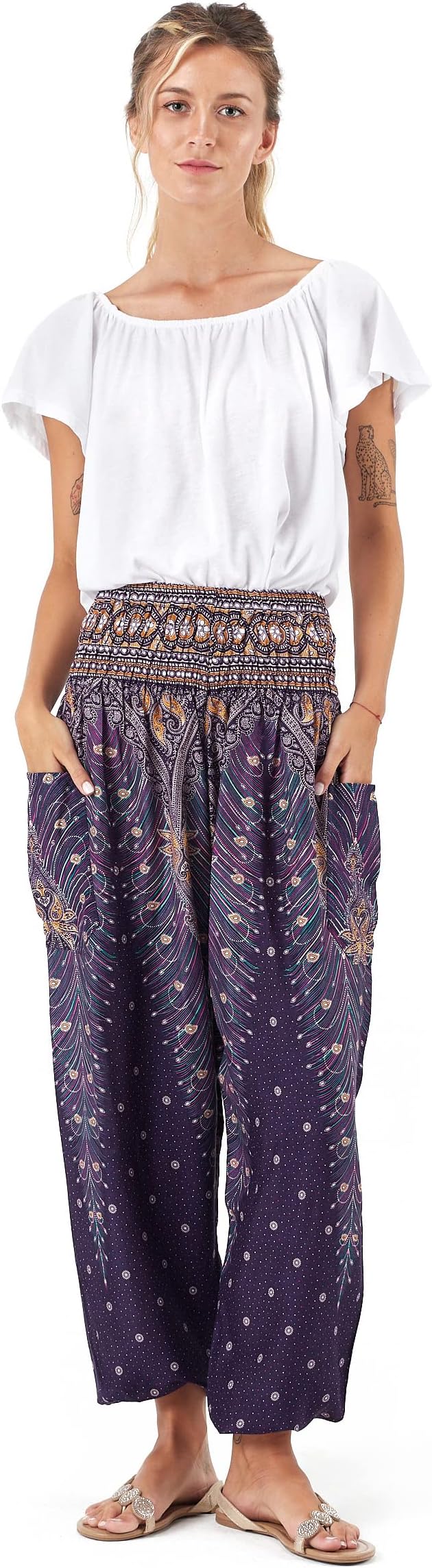 Happy Trunks Harem Pants for Women/Women’s Yoga Pants with Pockets (S-XXL) Hippie Clothes/Boho Clothes for Women/Beach Lounge