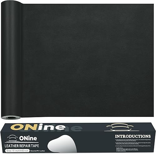 Miniatura 69 de ONine - Cinta de reparación de piel, parche para reparación de piel autoadhesivo de 12 x 48 pulgadas, impermeable, resistente al desgaste, para Negro