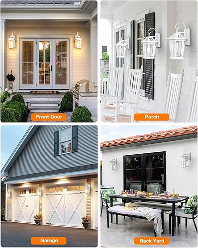 Miniatura 8 de VIANIS Luces de porche para exteriores, montaje en pared, lámpara exterior del atardecer al amanecer para casa, 100% aluminio antioxidante,