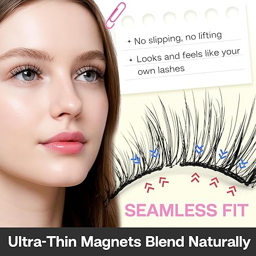 Miniatura 5 de CALAILIS Pestañas magnéticas con aplicador, pestañas magnéticas suaves, aspecto natural, reutilizables, sin pegamento ni delineador de ojos, fáciles