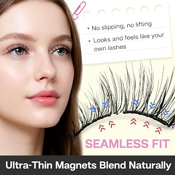 CALAILIS Magnetic Eyelashes with Applicator Upgrade Soft Magnetic Lashes Natural Look, Self Adhesive Eyelashes Natural Look Wispy Press On Lashes No Glue Need