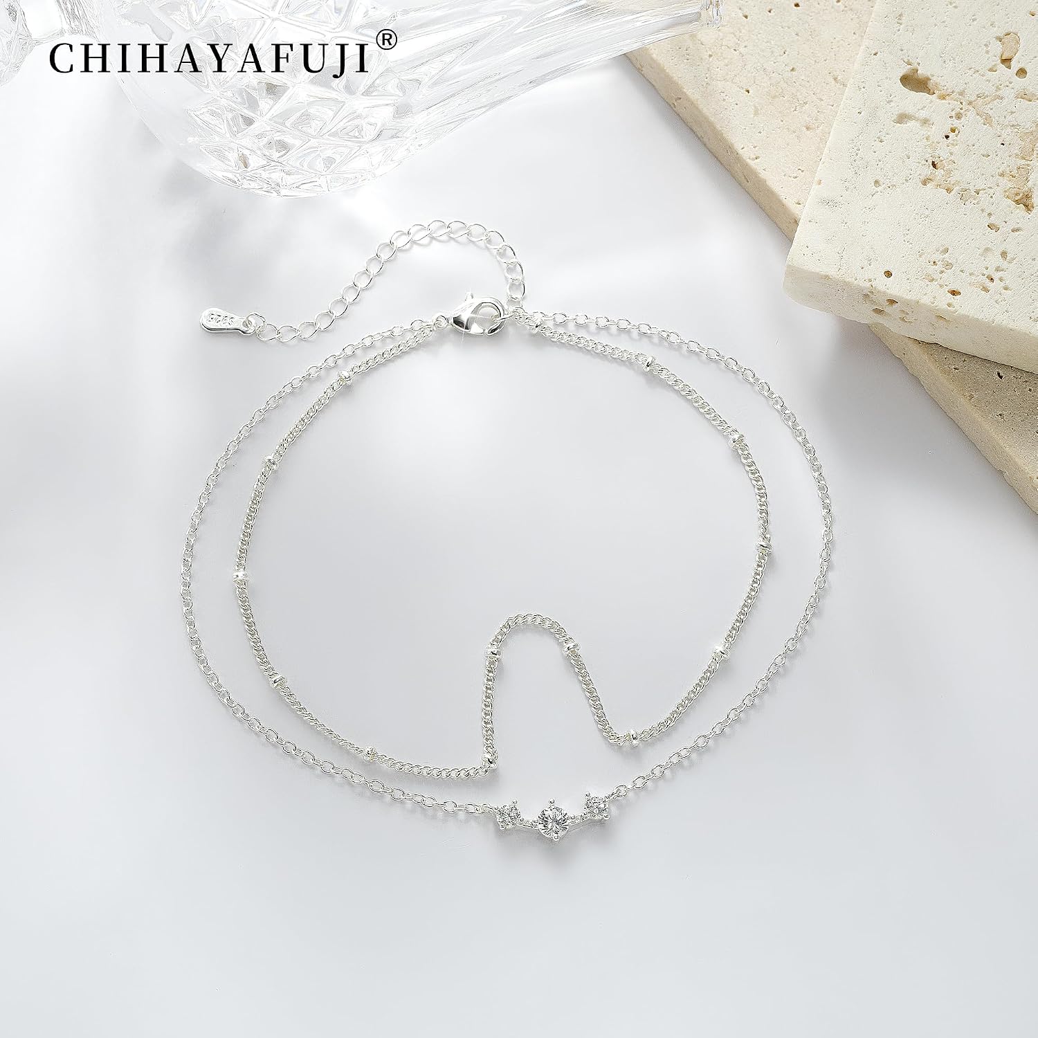 Sterling Silver Ankle for Bracelets Women 14K Gold Waterproof Layered Stackable Chain Sparkling Zircon Adjustable Non Tarnish Anklet Bracelet for Summer Beach Jewelry Gift