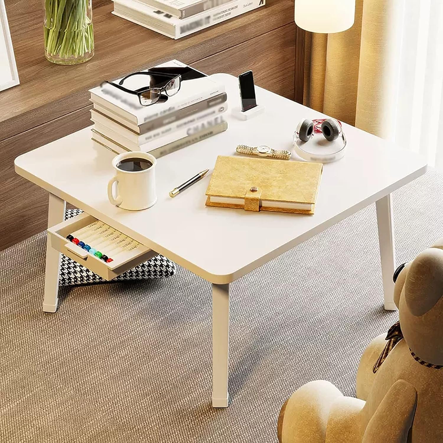 Folding Coffee Table, Small Dining Table, Simple Desk Table/Study Table, Laptop Table, Outdoor Portable Camping Table (60cm)(C,H30CM)