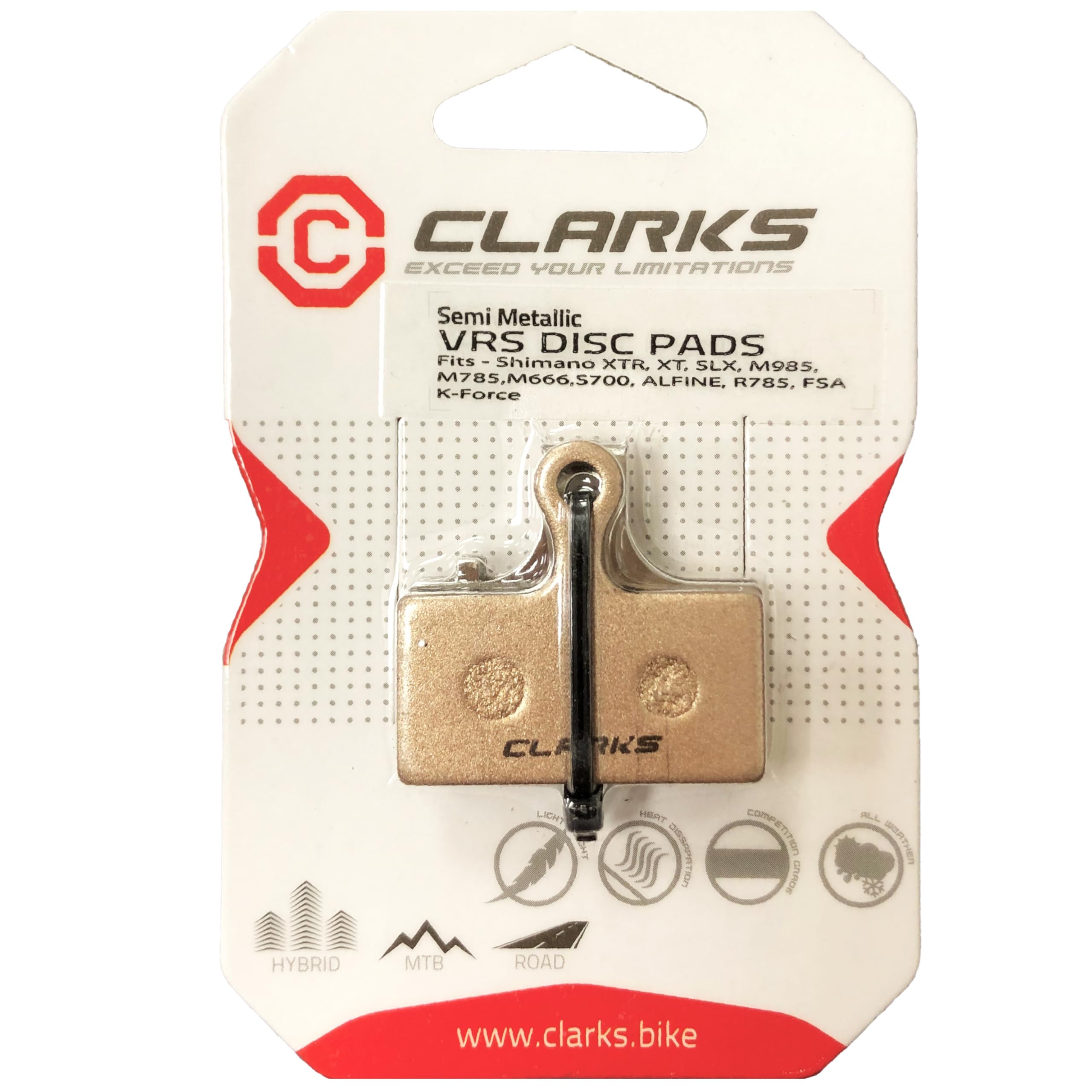 Clarks Cycle Systems M1, M2, M3 Disc Brake Pads, Compatible with/Replacement for Shimano XTR, Deore XT, SLX, Semi-Metallic Pad Compound