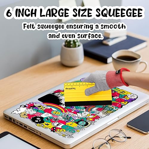 Vista 56 de Teckwrap - Escobilla de goma, fieltro y plástico de 4 pulgadas para calcomanías de vinilo para automóviles, herramienta de aplicación 1pcs Azul