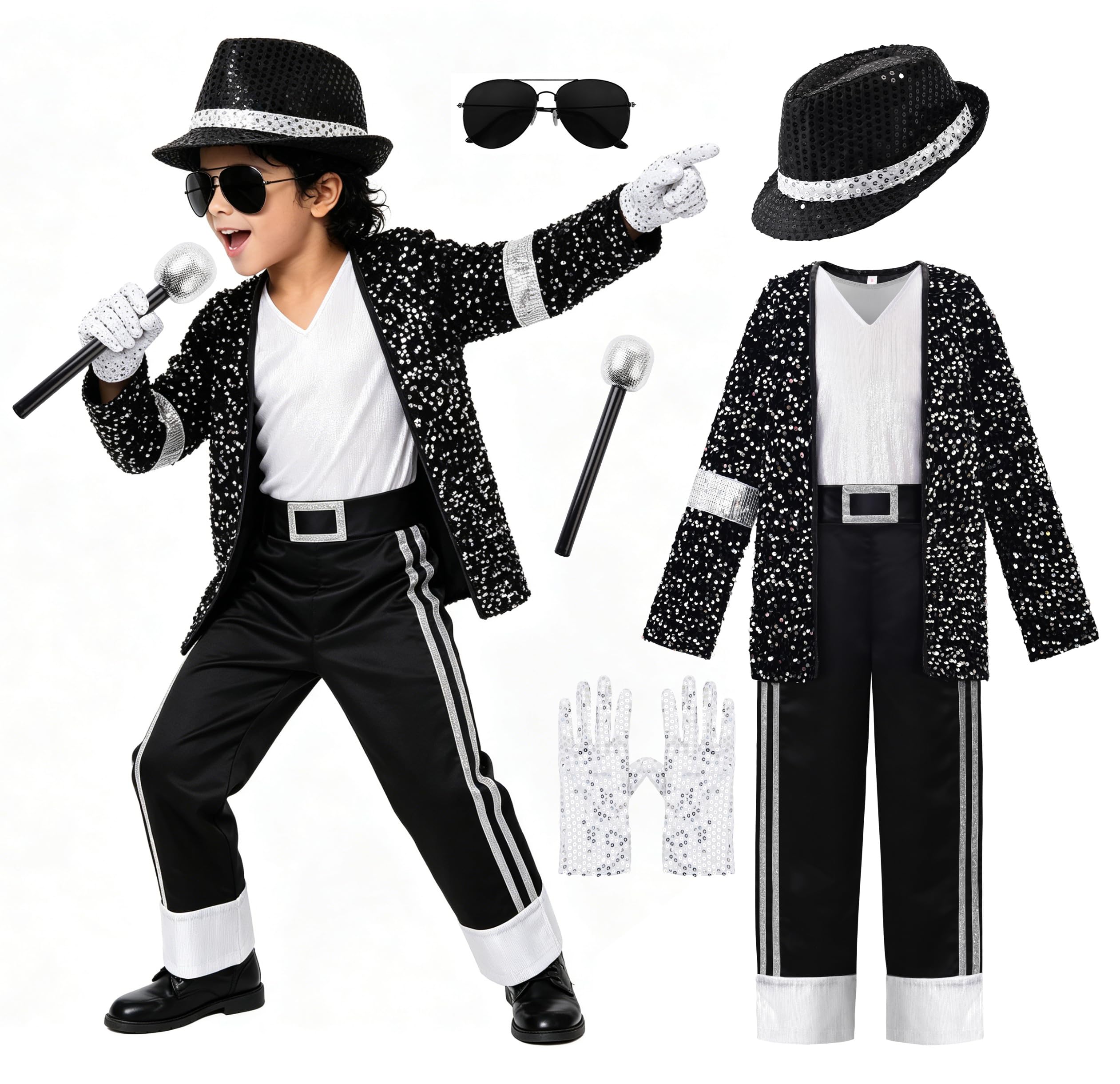 ReliBeauty Disfraz 80's Pop Star Cosplay niño Stage Performance Dancewear