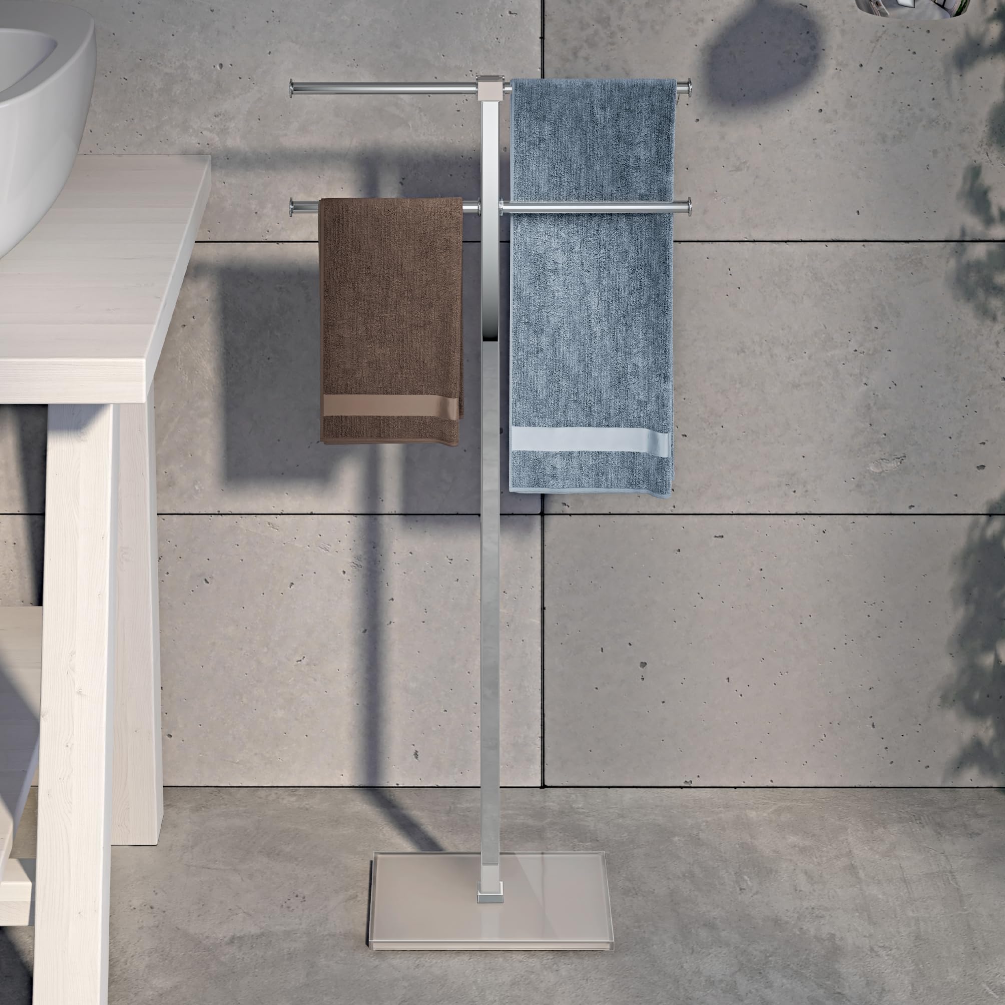 Gedy Rainbow Portasciugamani da terra, Acciaio inossidabile, Trasparente Beige, 40,4x15,5x83x7