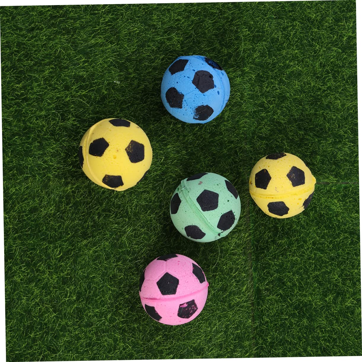 FRCOLOR 3 Sets Katzenspielzeug Aus Eva-Material Für Kätzchen Hüpffußballspielzeug Lustiges Kätzchen-Design Haustierspielzeug Zur Kratzprävention 12 Stück * 3