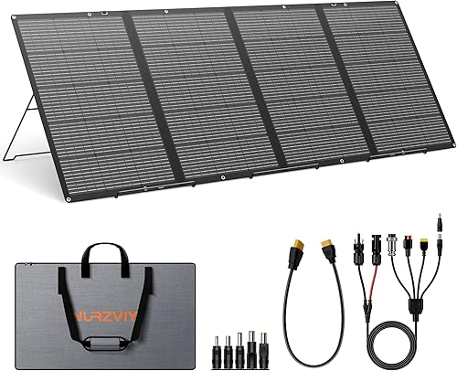 Panel solar plegable portátil de 400 W, cargador ligero con soporte mejorado, cargador solar impermeable de 31.2 V de 400 vatios para caravanas,