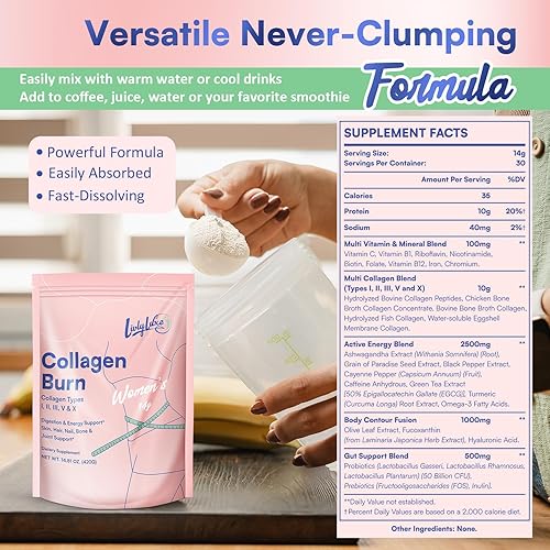 Miniatura 7 de Polvo de quemadura de colágeno para mujeres, suplementos de pérdida de peso para quemar grasa del vientre, refuerzo del metabolismo, diseñado para