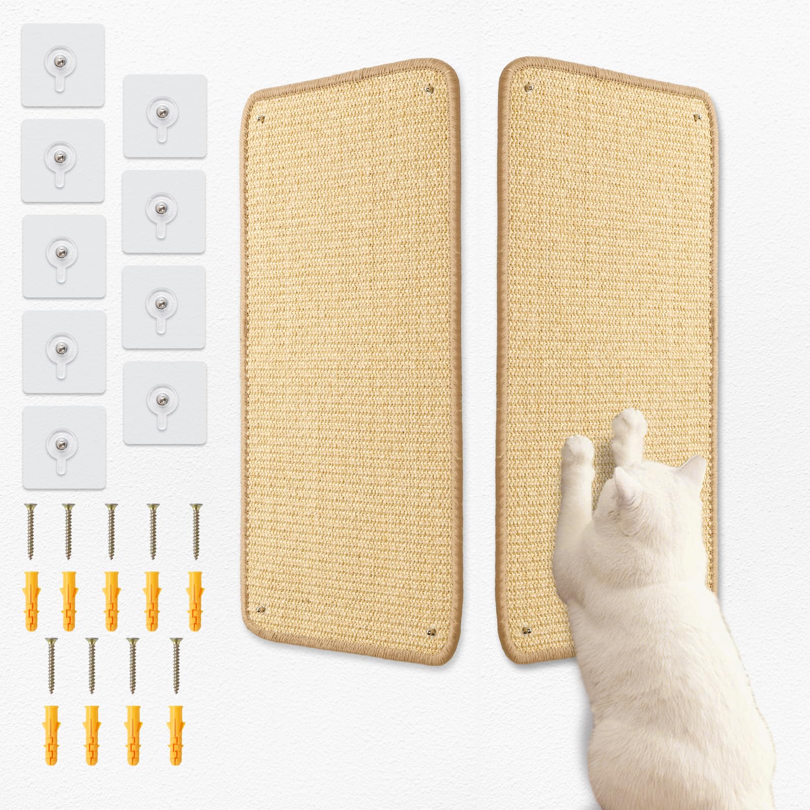 Otauoaea Alfombra Rascador para Gatos 2 Piezas,[56 x 28cm] Arranhador para Gatos de Sisal Natural,Antideslizante y Resistente al Desgaste Rascadores de Gatos,Protector Sofa Gatos Arañazo