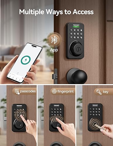 Miniatura 2 de Cerradura de puerta con teclado de huellas dactilares con asa, cerradura de puerta de entrada sin llave con juego de asa, cerraduras inteligentes