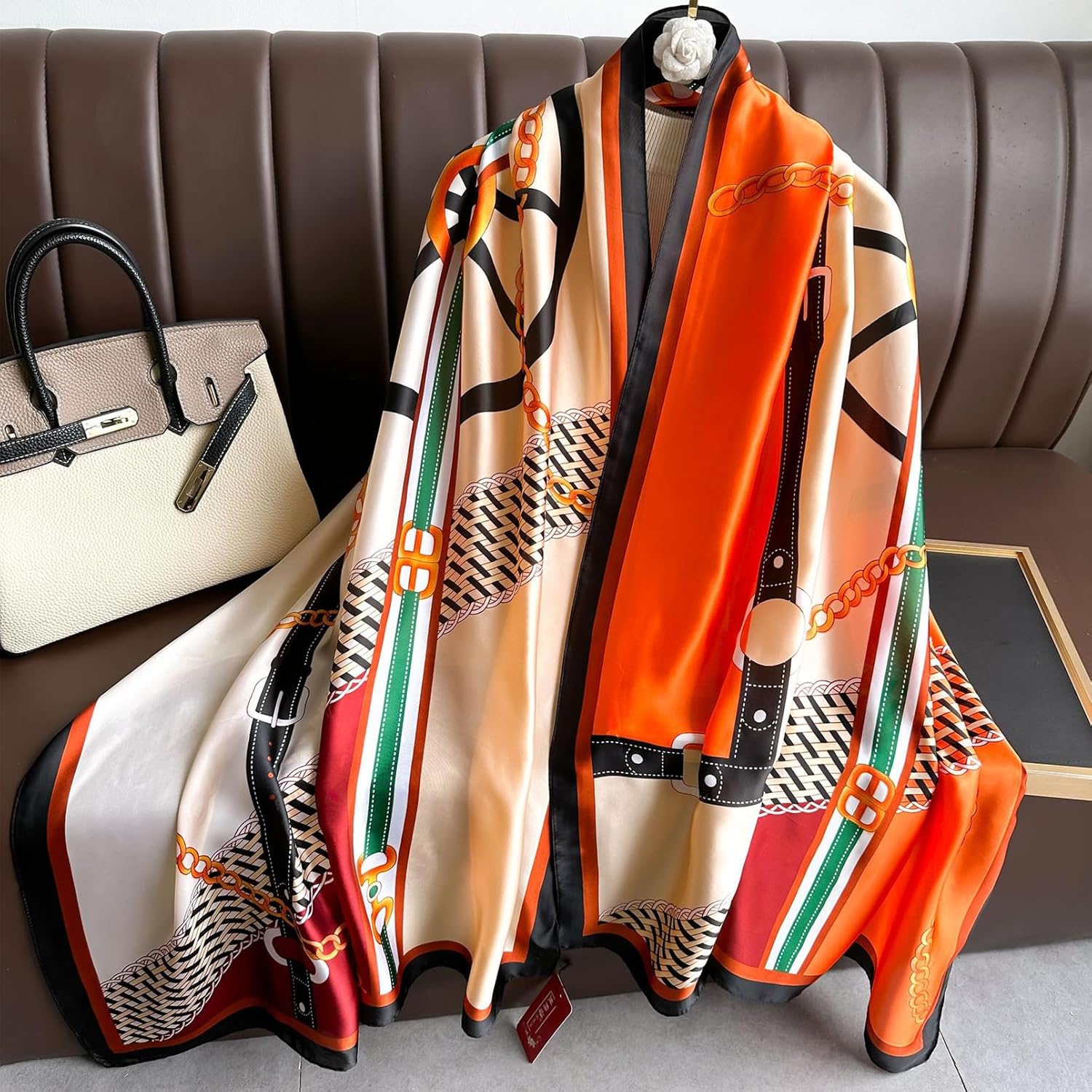 Aufeel Fashion Scarves 100% Satin Silk Scarf Long Lightweight Sunscreen Shawls Wraps for Women Hair Scarves - Image 3