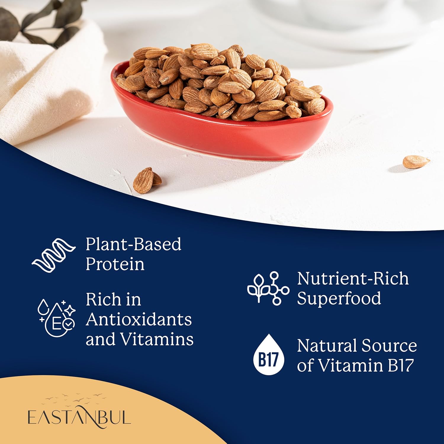 Eastanbul Apricot Seeds, 14.5oz, Apricot Kernels, Raw & Bitter Seeds, 100% Natural Farm Fresh Premium Bitter Kernels, Almondy from Turkey, Vegan, Gluten Free, Non GMO - Image 3